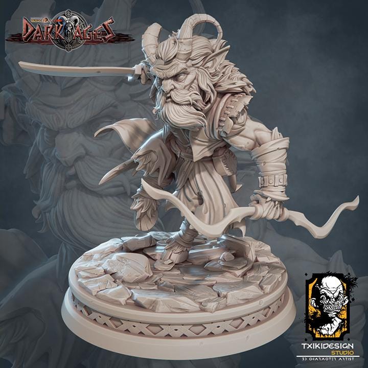 Tiefling Ranger Miniature | Tabletop RPG Miniature | Javier Txiki Tejedor | Roleplaying 3D Printed Fantasy Mini - 3DPrintDen