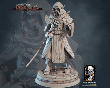 Female Elf Warrior Miniature | Tabletop RPG Miniature | Javier Txiki Tejedor | Roleplaying 3D Printed Fantasy Mini - 3DPrintDen