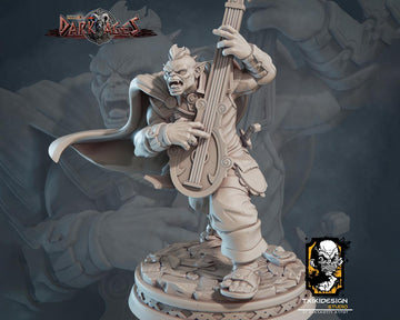 Orc Battle Bard Miniature | Tabletop RPG Miniature | Javier Txiki Tejedor | Roleplaying 3D Printed Fantasy Mini - 3DPrintDen